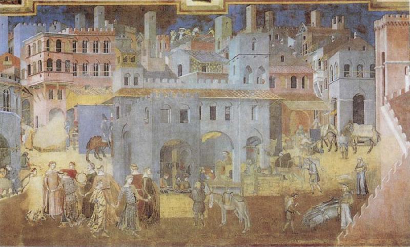Ambrogio Lorenzetti Life in the City oil painting picture